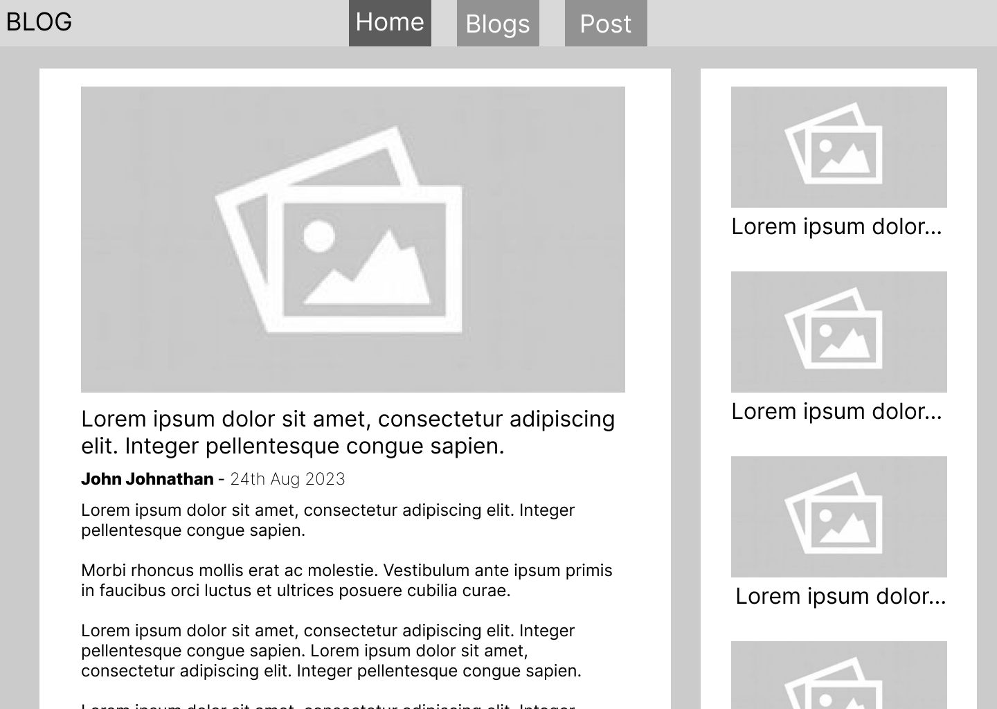 Blog Home wireframe